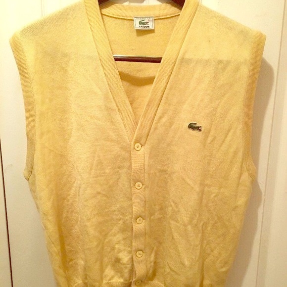 Lacoste Jackets & Blazers - Lacoste Yellow Cardigan Vest